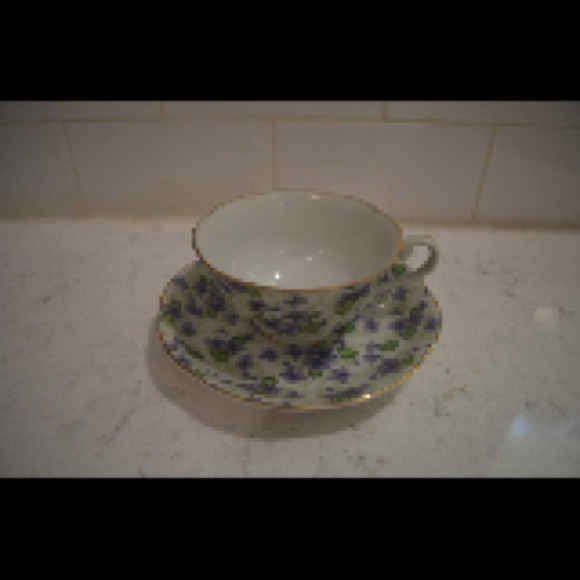 Lefton Violet Chintz English China cup and saucer purple flowers - Picture 4 of 5